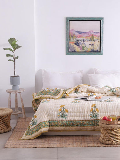 Indian Hand Block Printed Floral Hand Block Cotton Lightweight Doona