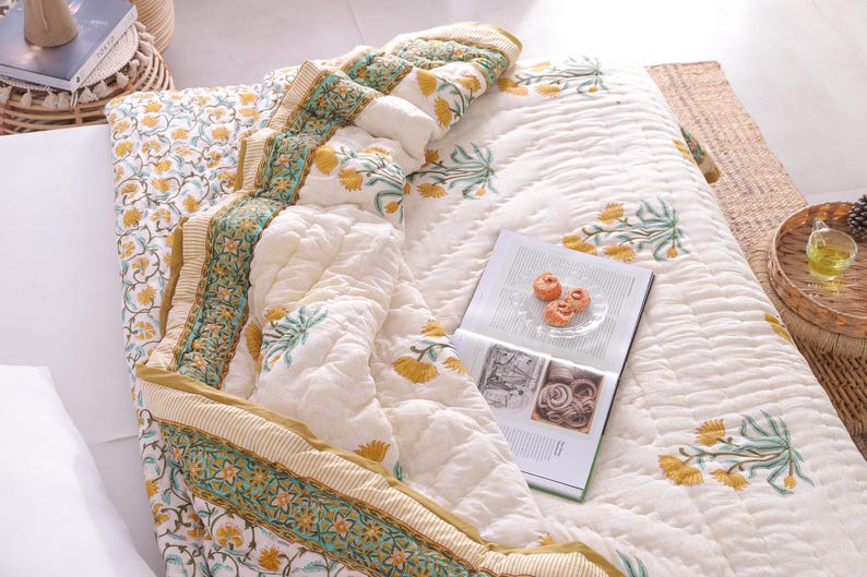 Indian Hand Block Printed Floral Hand Block Cotton Lightweight Doona