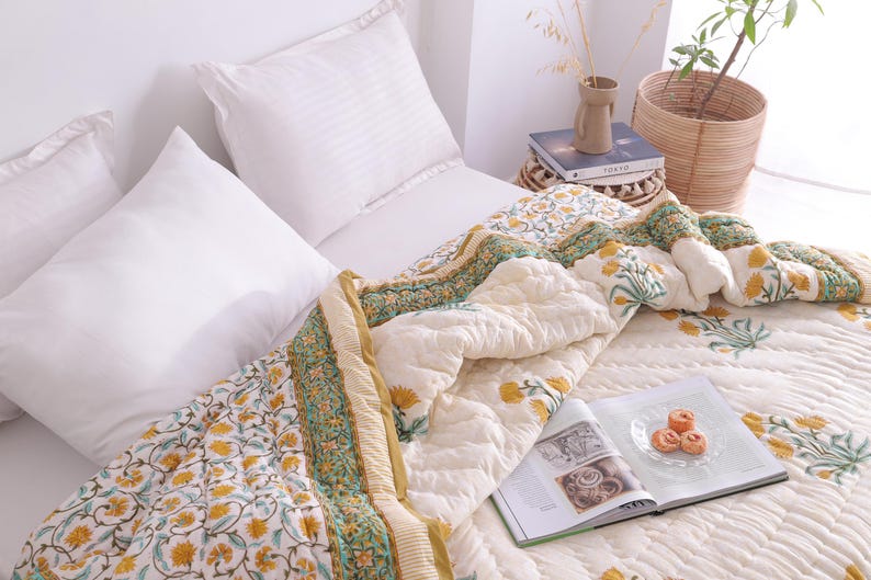 Indian Hand Block Printed Floral Hand Block Cotton Lightweight Doona