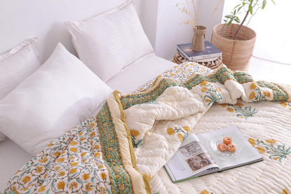Indian Hand Block Printed Floral Hand Block Cotton Lightweight Doona