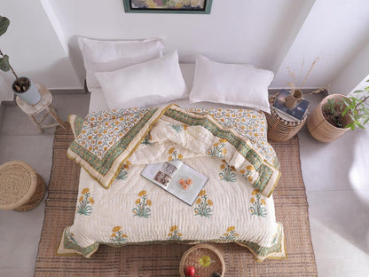Indian Hand Block Printed Floral Hand Block Cotton Lightweight Doona