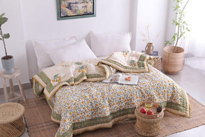 Indian Hand Block Printed Floral Hand Block Cotton Lightweight Doona