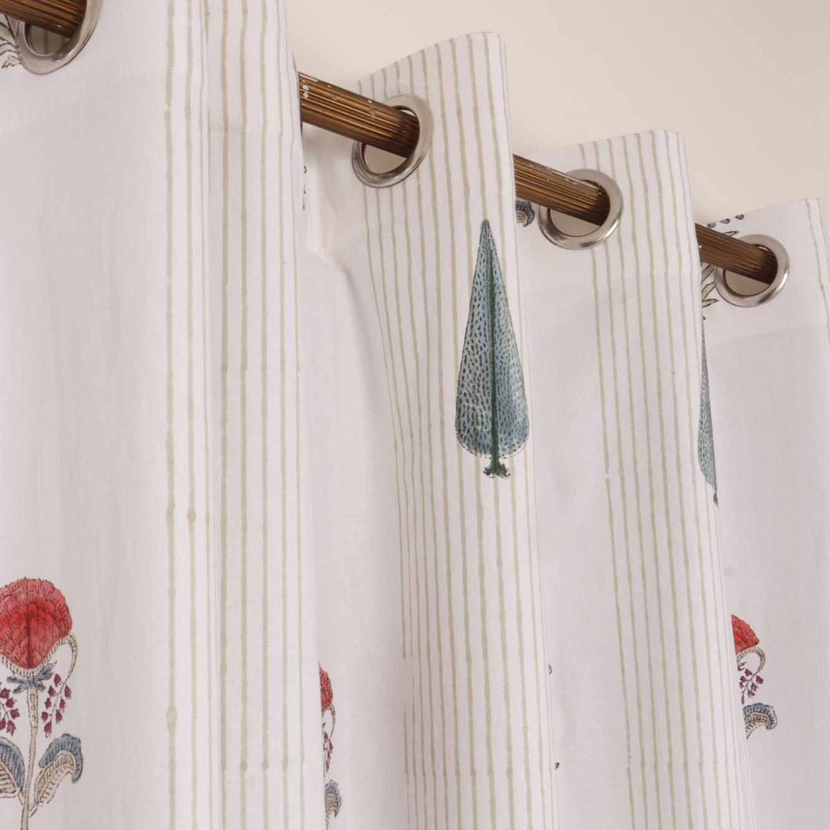 Mughal Lakeerein hand block printed curtains - Heritagewear