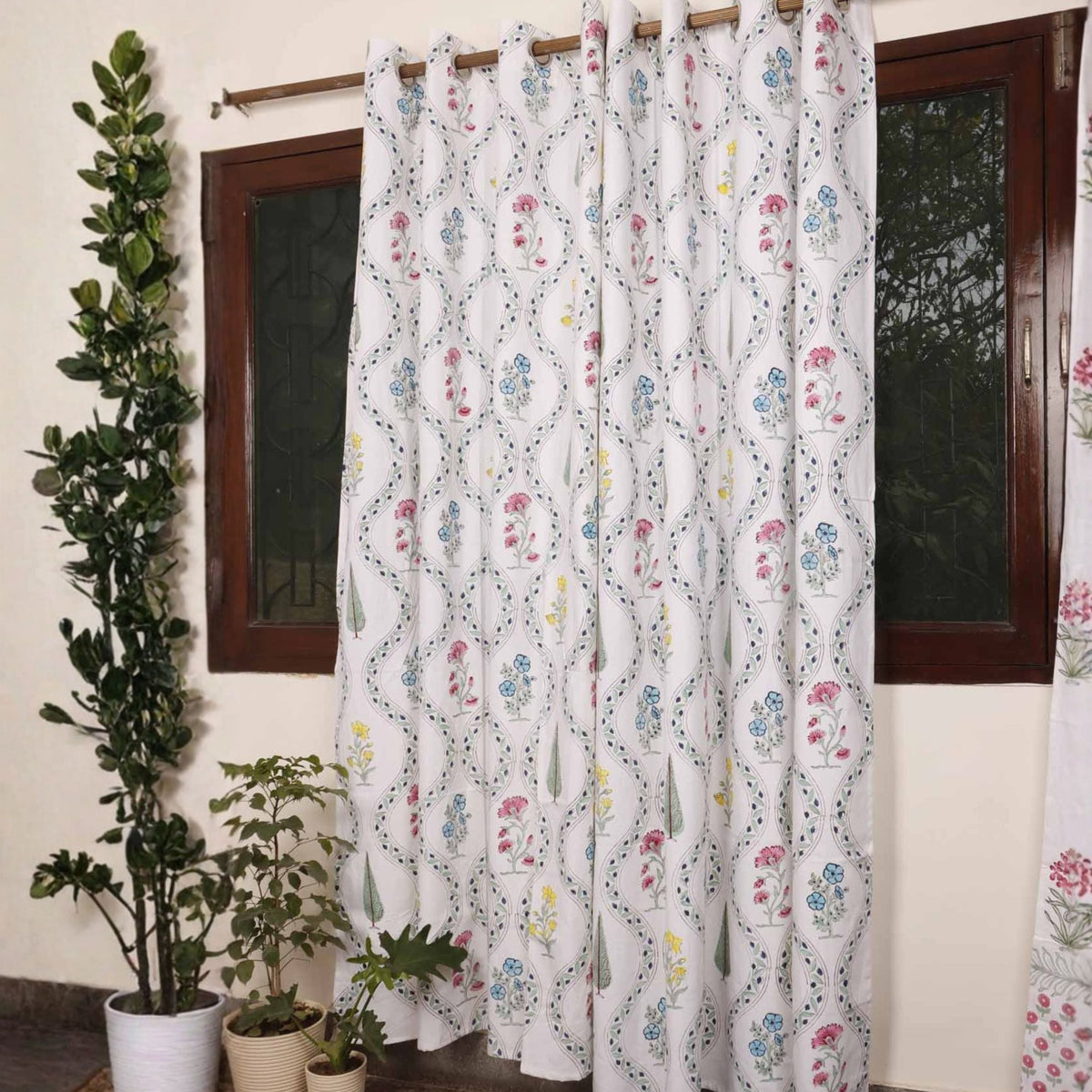 Nargis hand block printed curtains - Heritagewear