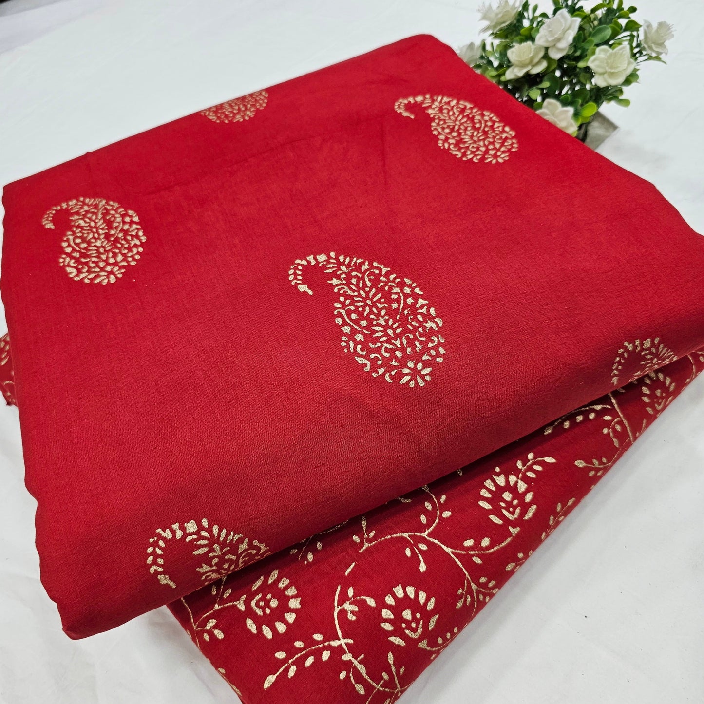 Premium Hand Block Printed Cotton Suit Top And Bottom Set (BSTB26)