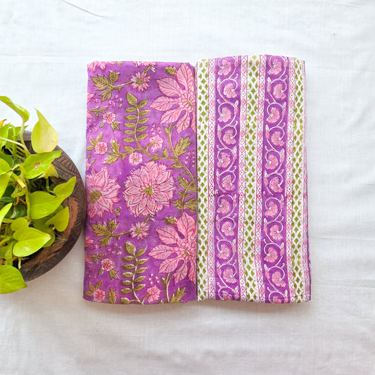 Pure Cotton Mul Jaipuri Purple With Flower Jaal Top