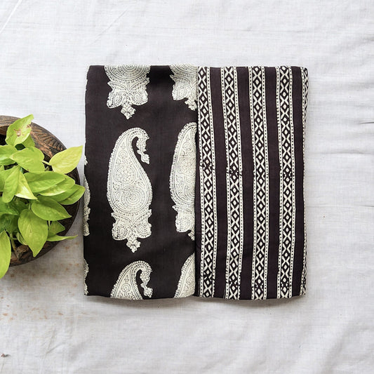 Modal Cotton Bagru Black Top Bottom Combo