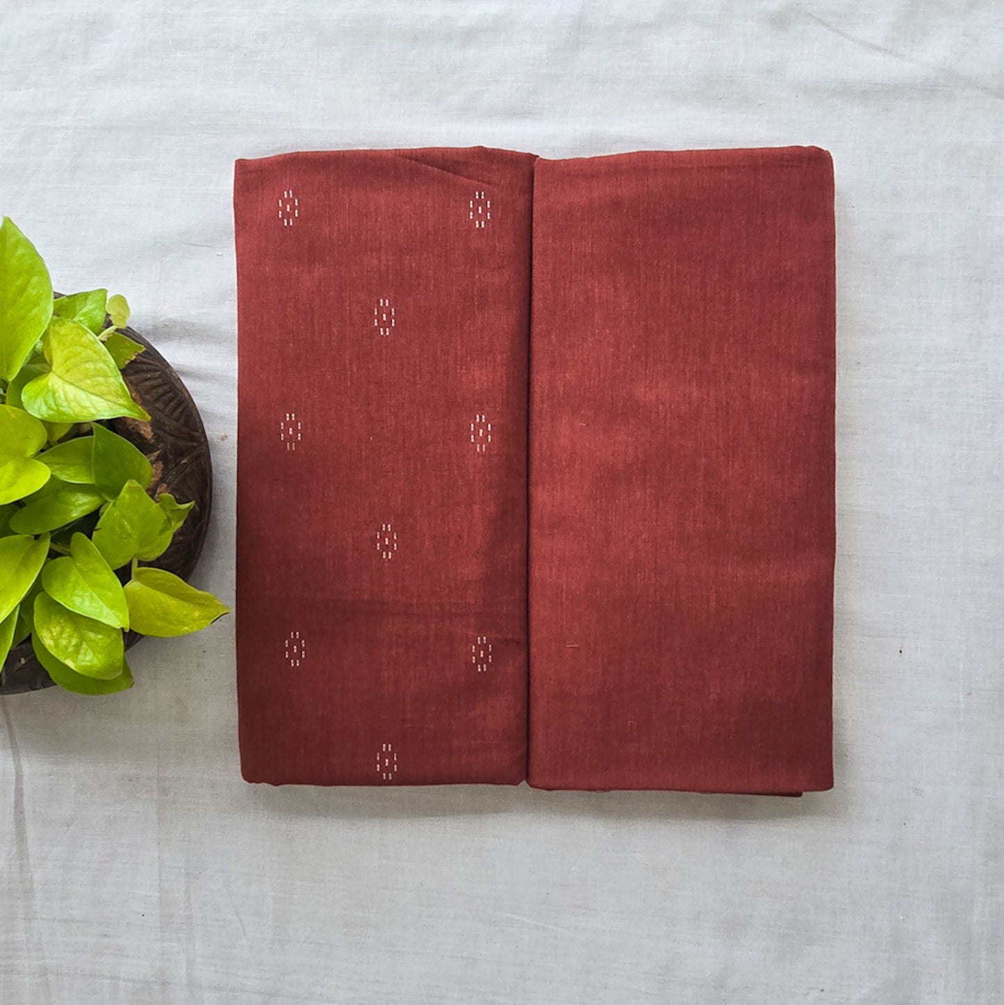 Pure Cotton Combo Handloom reddish brown Motif With Plain