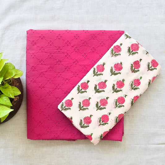 Pure Cotton Hakoba Pink With Intricate Jaal Top Bottom