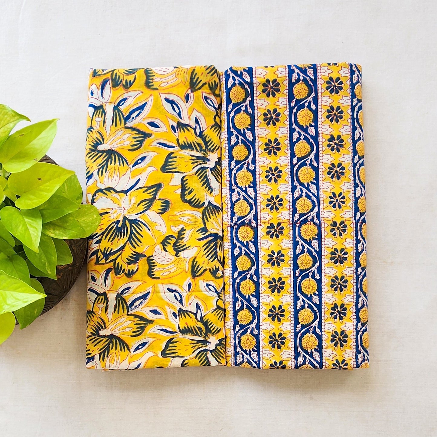 Pure Cotton Jaipuri Yellow With Flower Jaal Design Top