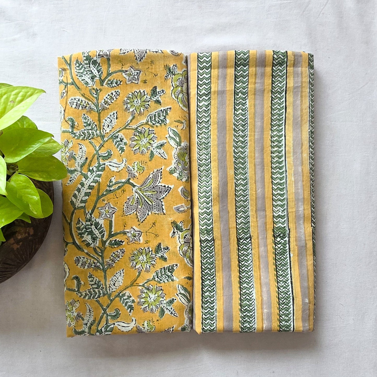 Pure Cotton Jaipuri Light Yellow Top With Flower Jaal
