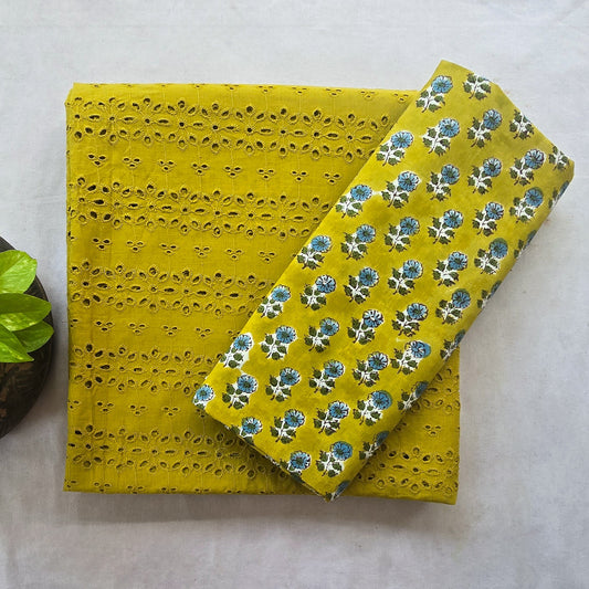 Pure Cotton Hakoba mehndi green With Flower Motif And