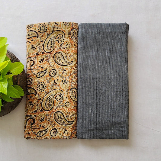 Pure Cotton Handloom With Kalamkari Top Bottom Combo