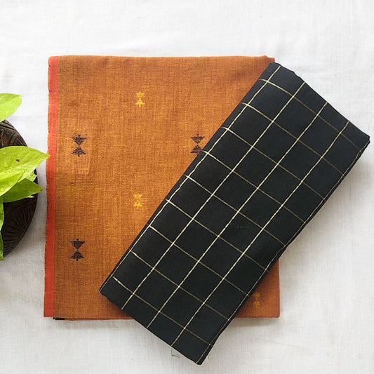 Pure Cotton Handloom Brown With Black Top Bottom Combo