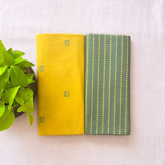 Pure Cotton Handloom Yellow With Green Top Bottom Combo