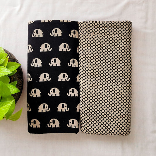 Pure Cotton Ajrak Vegetable Dyed Black Top Bottom Combo