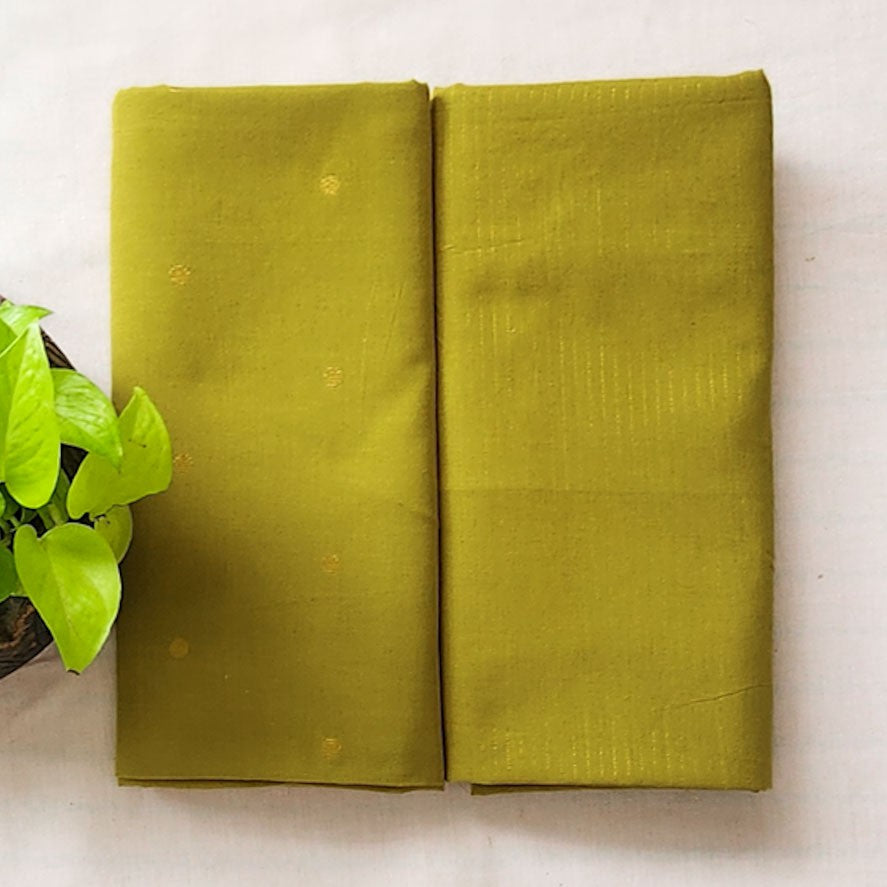 Pure Cotton Handloom Mehandi Green With Zari Strips Top