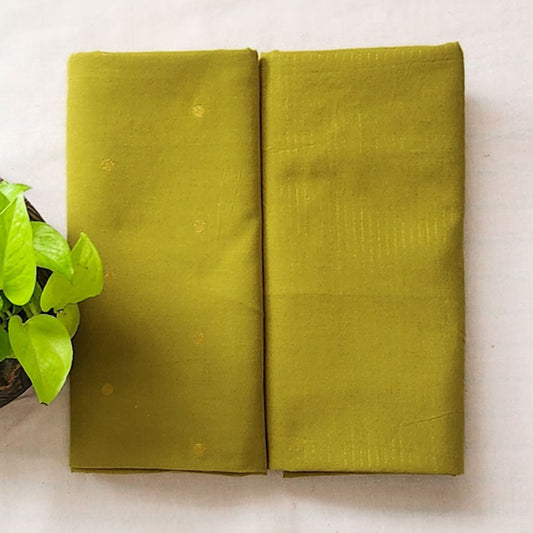 Pure Cotton Handloom Mehandi Green With Zari Strips Top