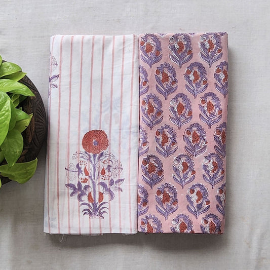 Pure Cotton Jaipuri White With Genda Phool And Small