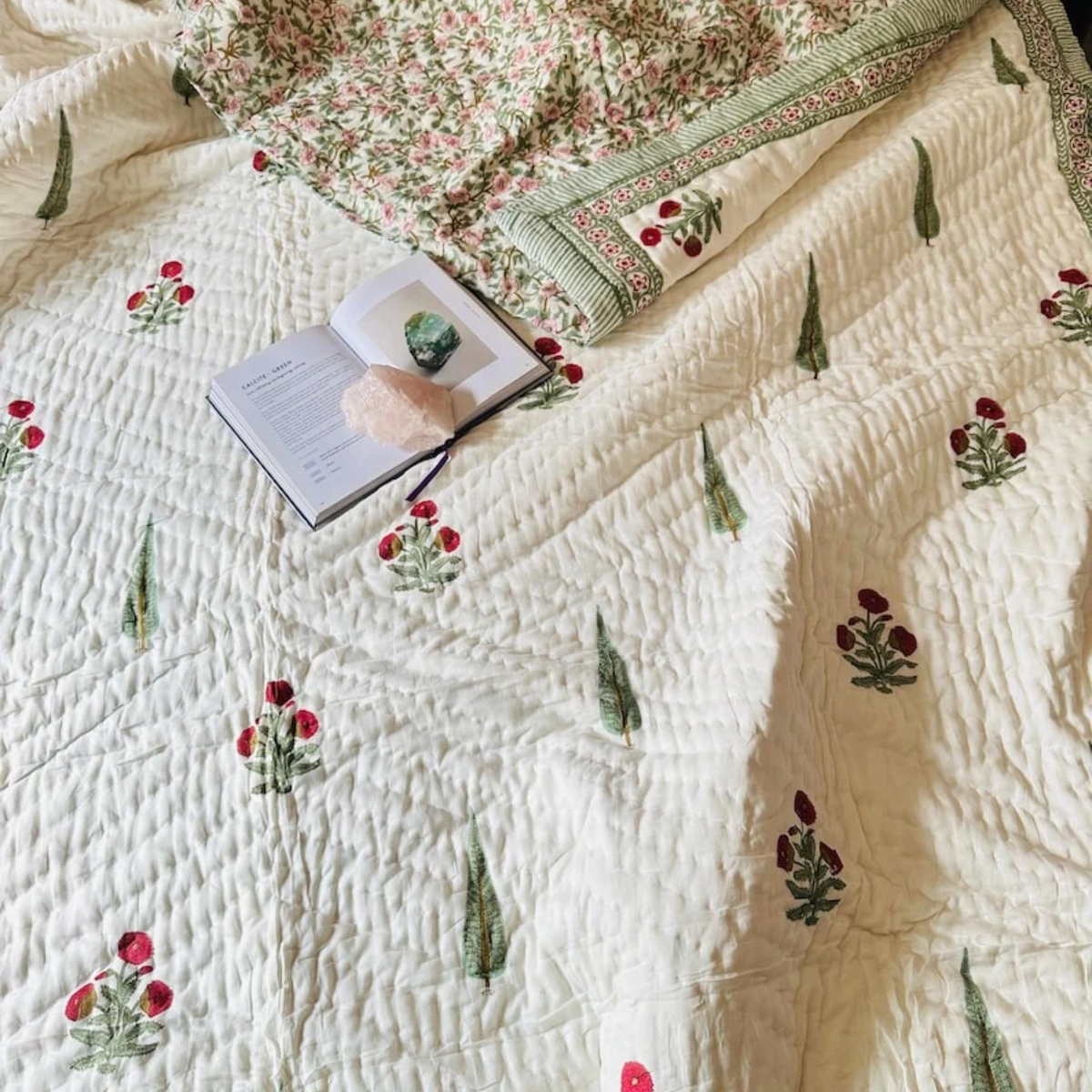 Heritagewear Hand Block Printed Reversible Cotton Quilt