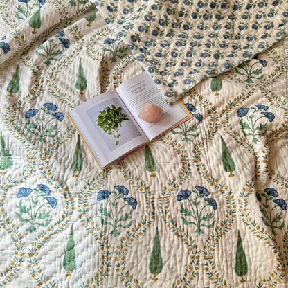 Hand Block Printed Quilt: Transform Your Bedroom with Timeless Elegance