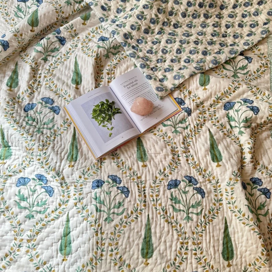 Hand Block Printed Quilt: Transform Your Bedroom with Timeless Elegance