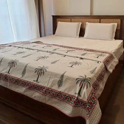 Taru Palm & Cypress Reversible Mulmul Cotton Dohar