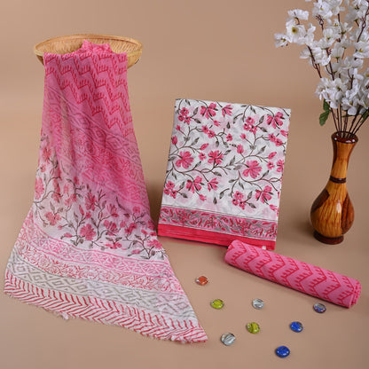 Cotton Suit with Chiffon Dupatta