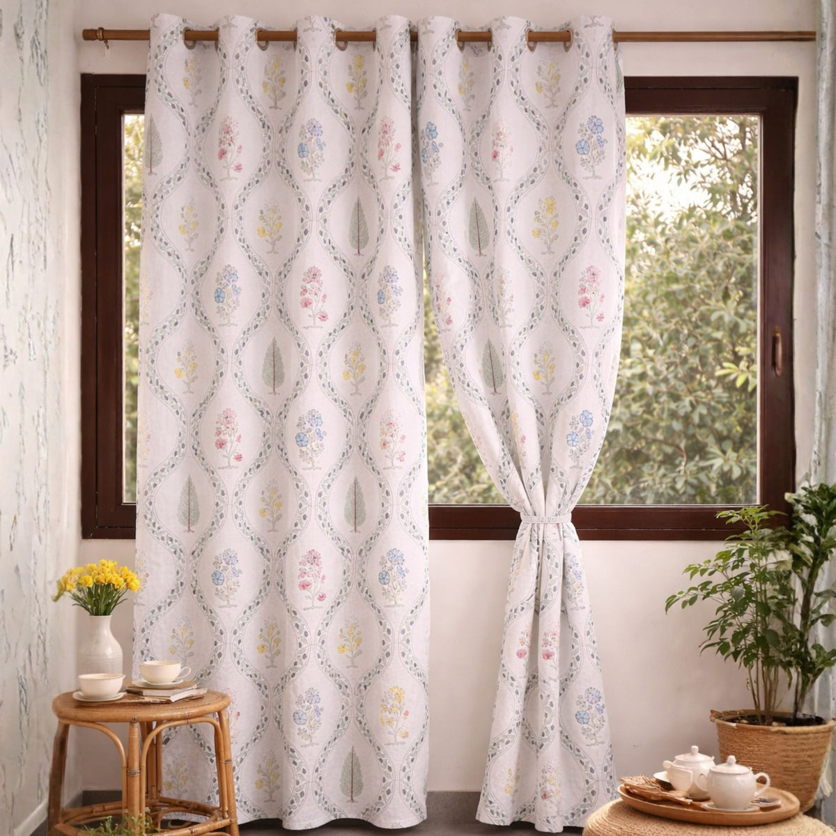 Nargis hand block printed curtains - Heritagewear