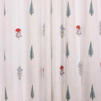 Mughal Lakeerein hand block printed curtains - Heritagewear