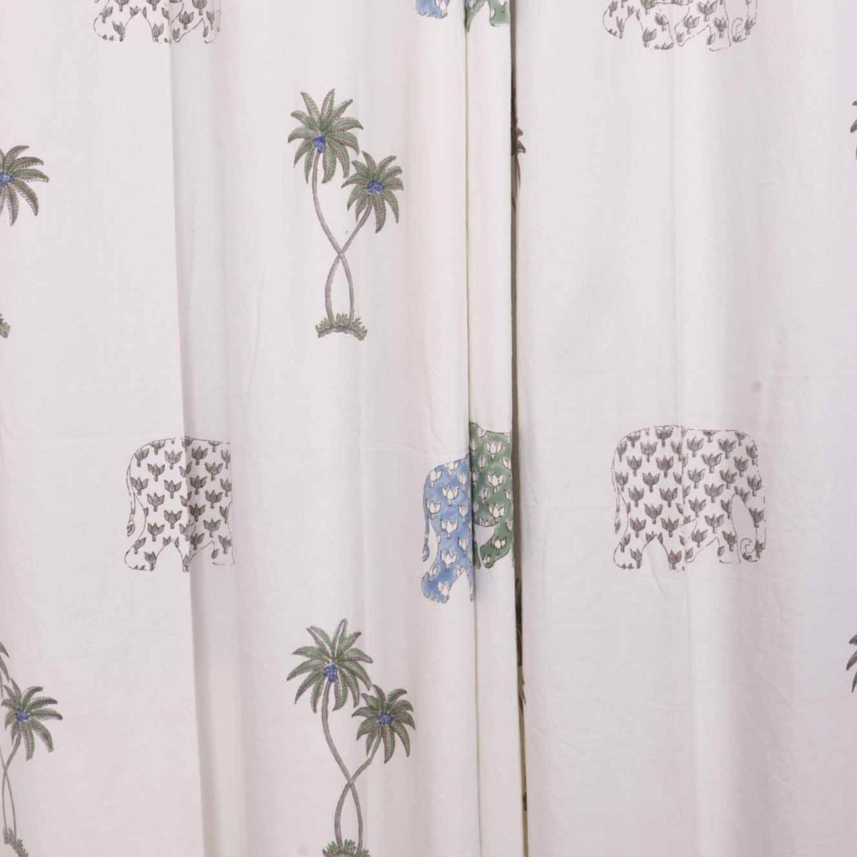 Elephant In Goa hand block printed curtains - Heritagewear