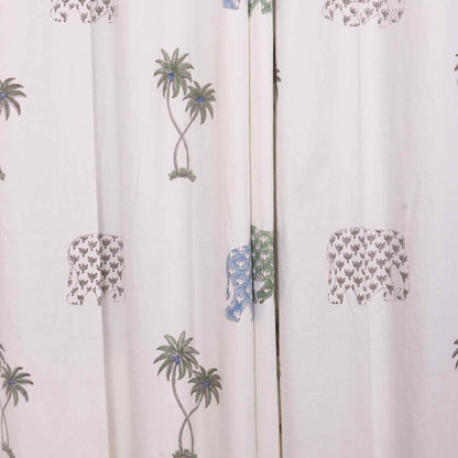 Elephant In Goa hand block printed curtains - Heritagewear