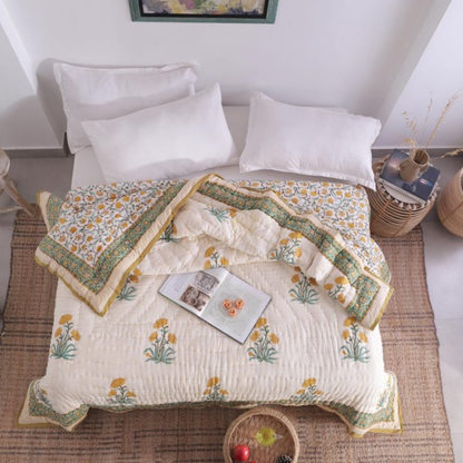 Indian Hand Block Printed Floral Hand Block Cotton Lightweight Doona
