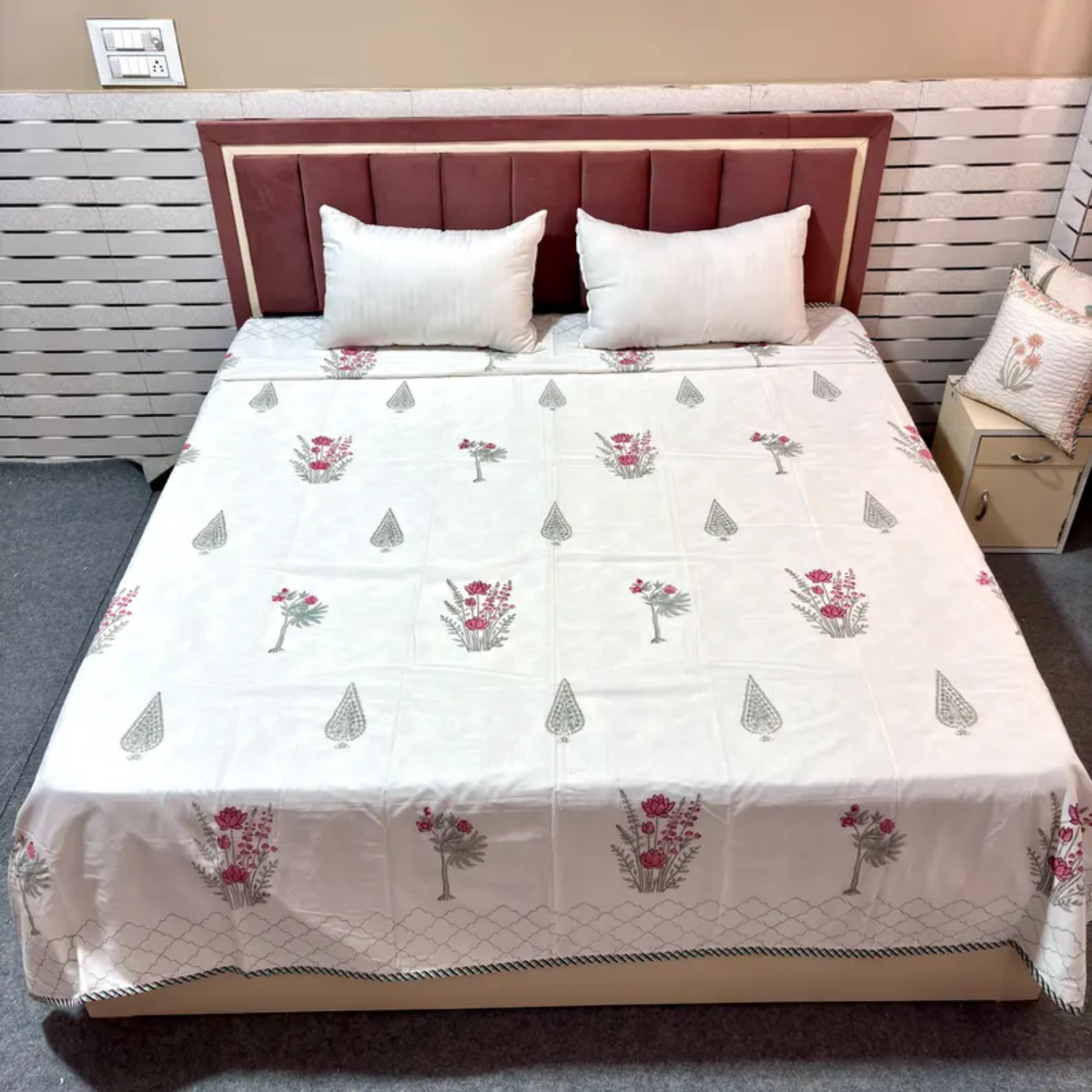 Pink Floral Summer Mulmul Cotton Dohar