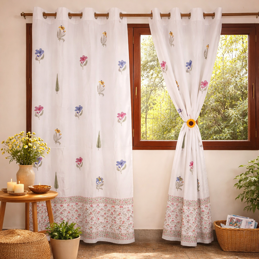 Mughal Garden hand block printed curtains - Heritagewear