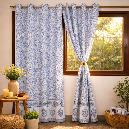 Neeli Bel hand block printed curtains - Heritagewear
