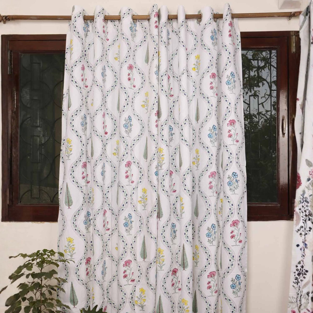 Nargis hand block printed curtains - Heritagewear