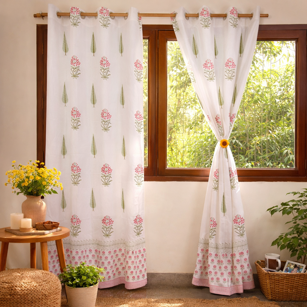 Asmi hand block printed curtains - Heritagewear
