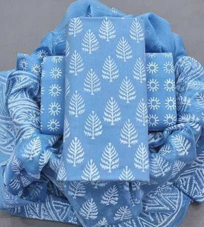Cotton Suit with Chiffon Dupatta