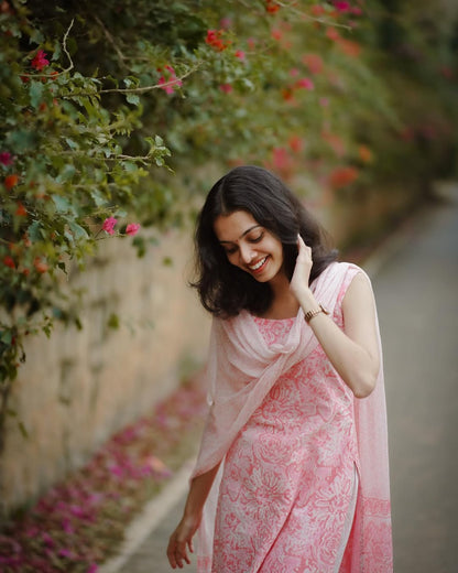 Cotton Suit with Chiffon Dupatta