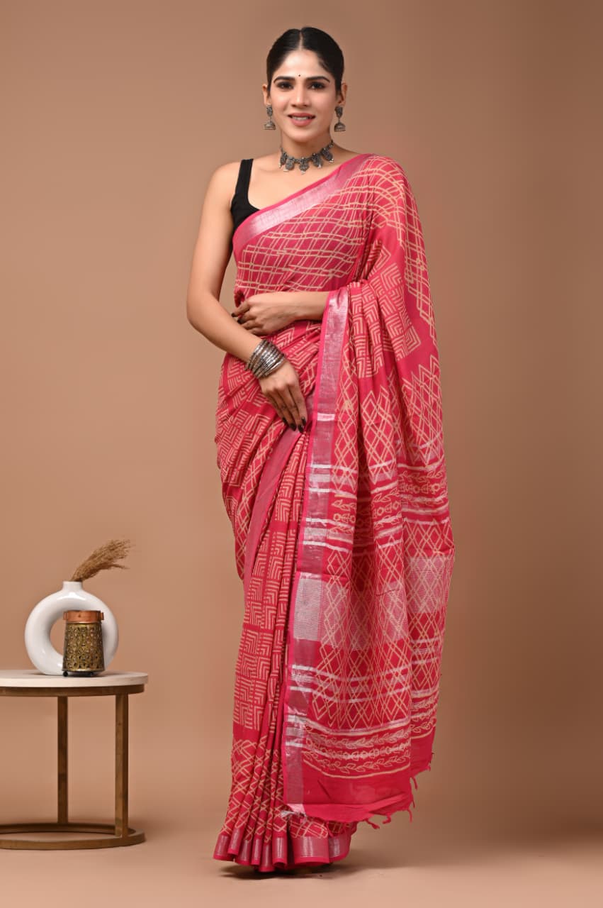 Traditional Bhagalpuri Linen Cotton Saree for Women