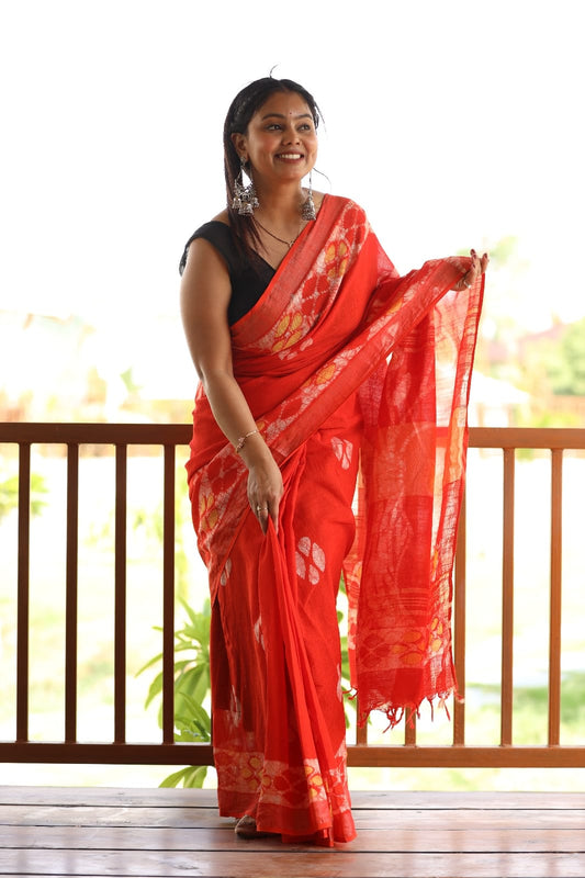 Traditional Bhagalpuri Linen Cotton Saree for Women