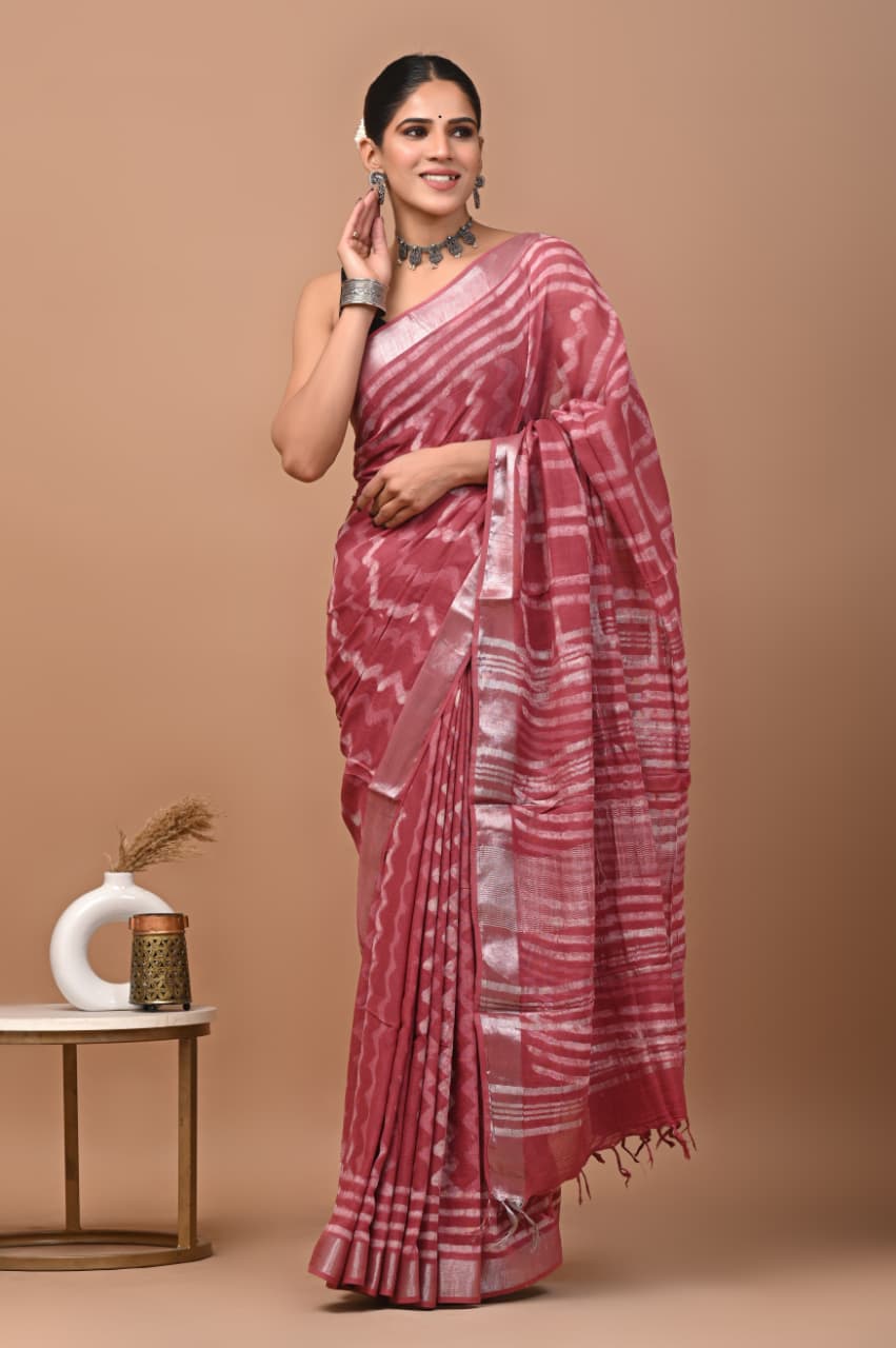 Traditional Bhagalpuri Linen Cotton Saree for Women
