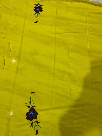 Painted via Hand Brush Cotton Saree With Blouse Piece