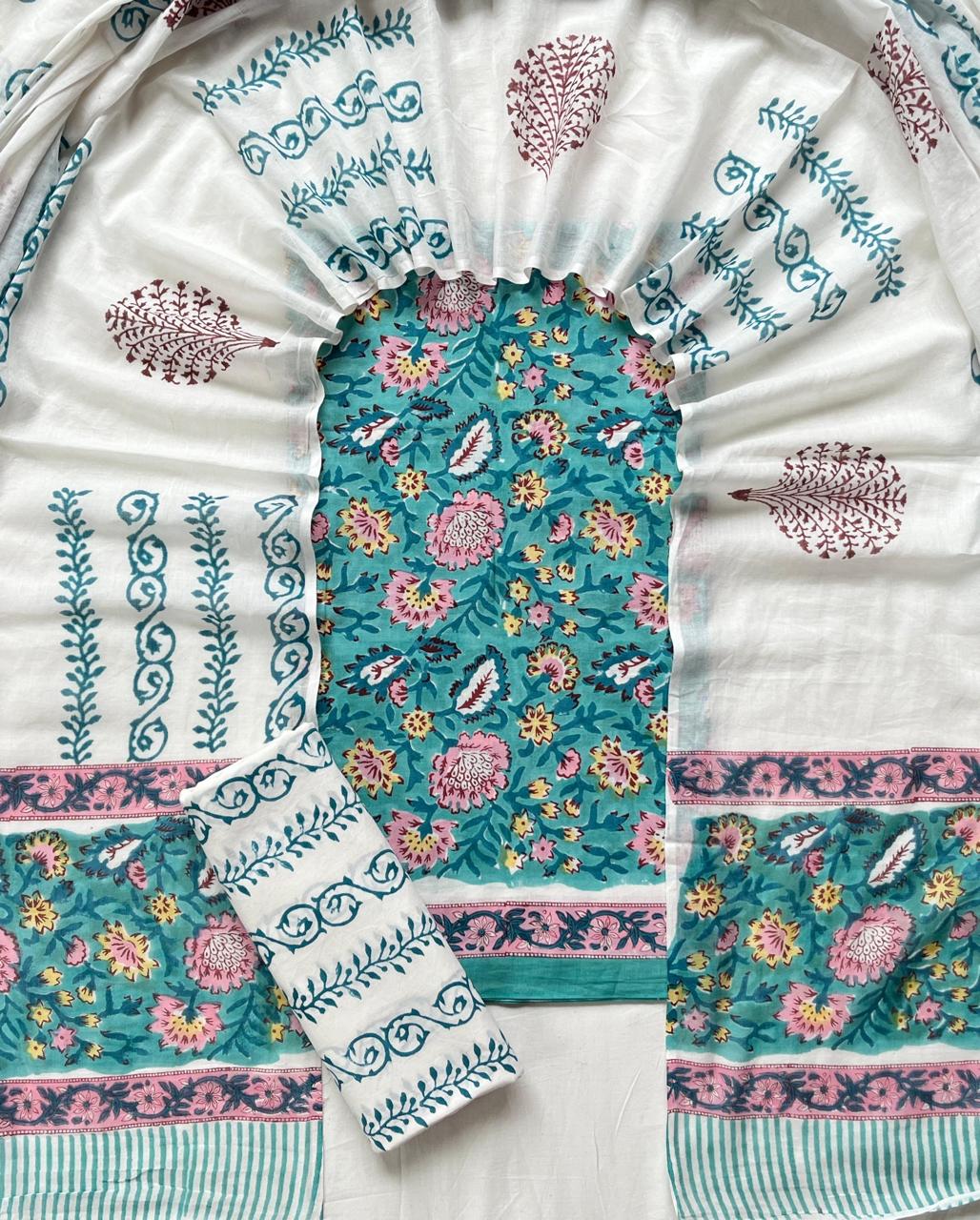 Ethnic Cotton Suit Fabric with Cotton Dupatta
