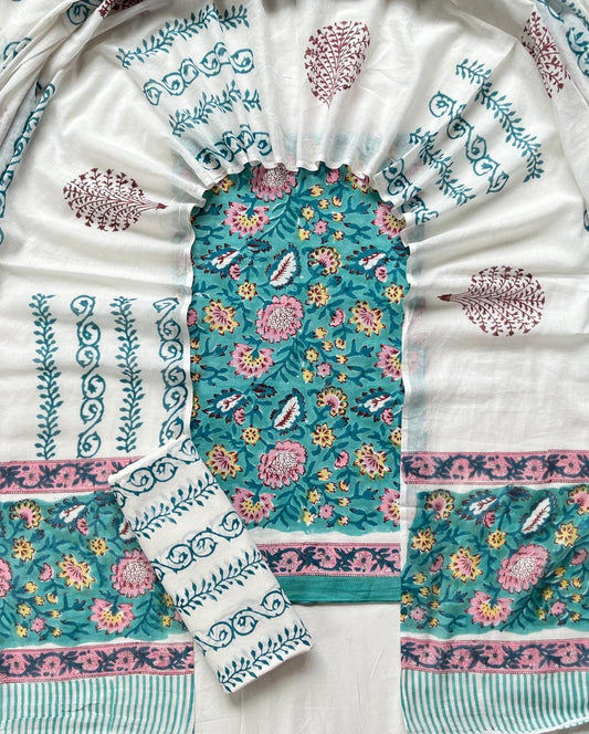 Ethnic Cotton Suit Fabric with Cotton Dupatta