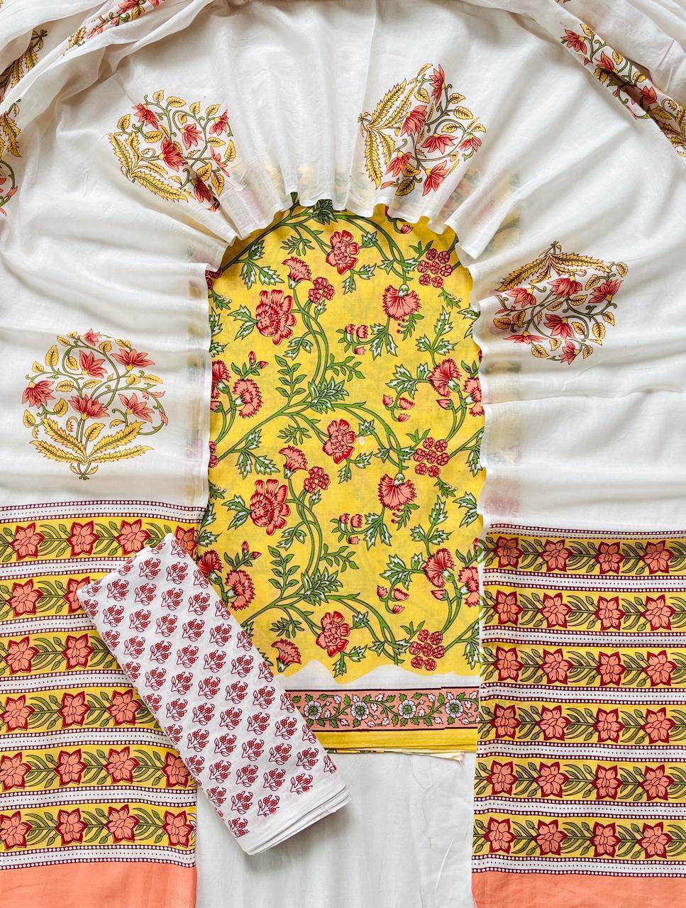 Ethnic Cotton Suit Fabric with Cotton Dupatta