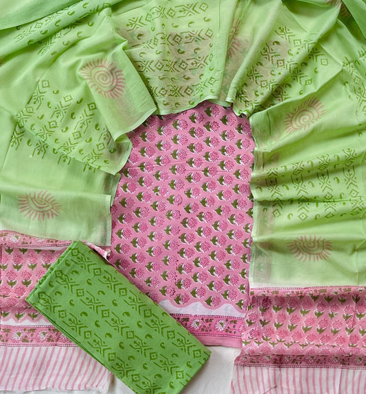 Ethnic Cotton Suit Fabric with Cotton Dupatta