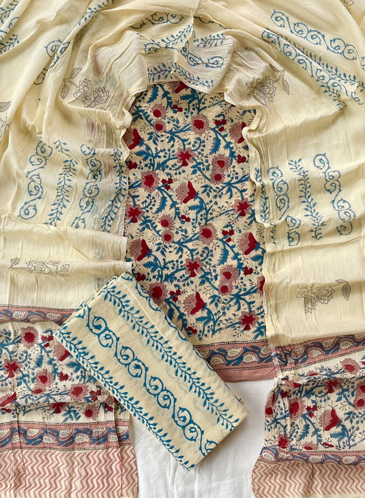 Ethnic Cotton Suit Fabric with Cotton Dupatta