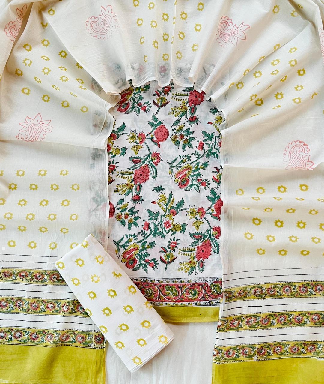 Ethnic Cotton Suit Fabric with Cotton Dupatta